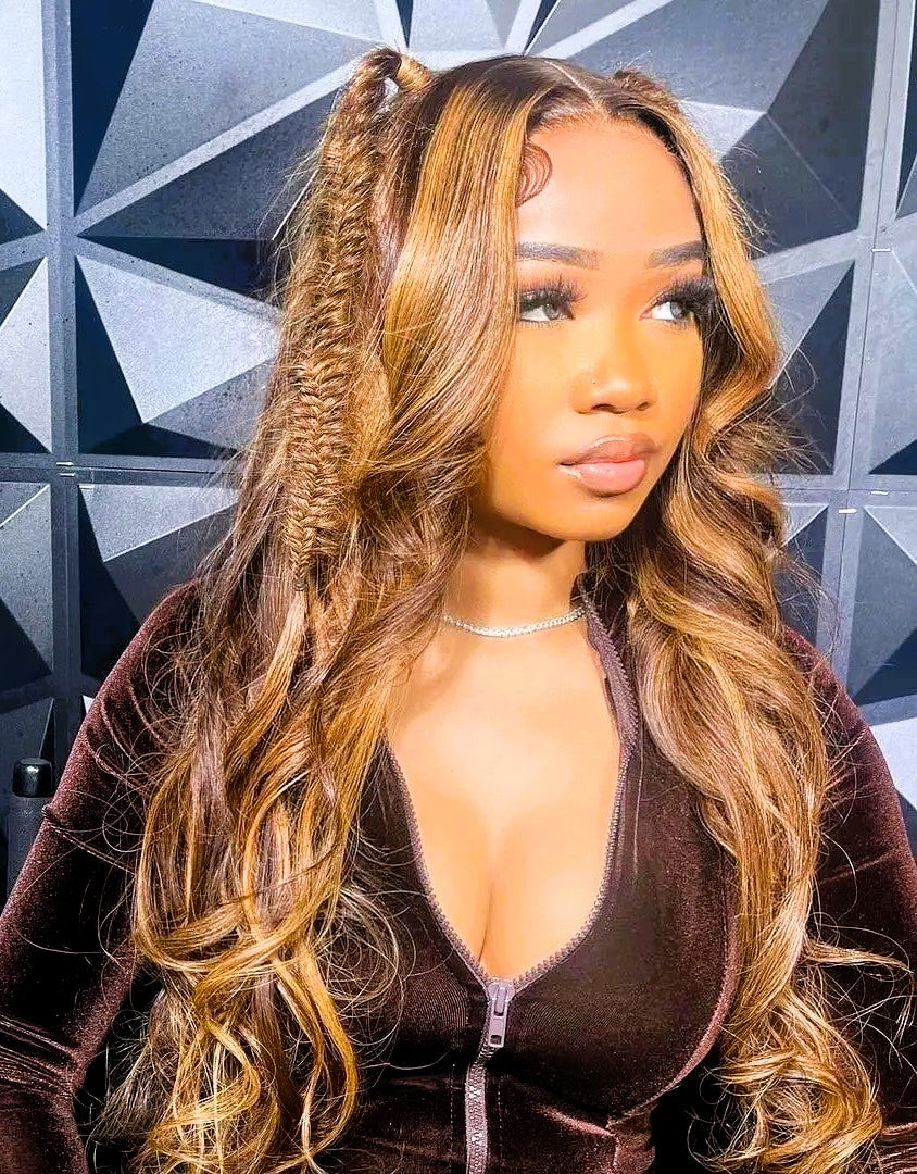 4/27 Ombre Honey Blond Body Wave Lace Front Wig