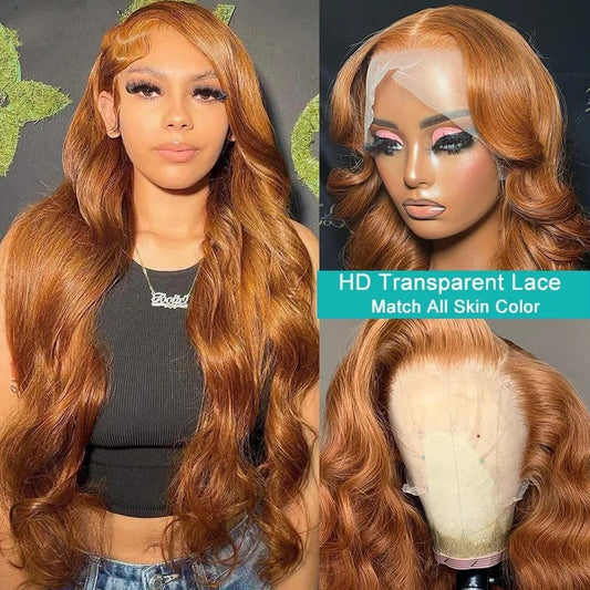 Ginger Body Wave Transparent HD Swiss Lace Frontal Wig