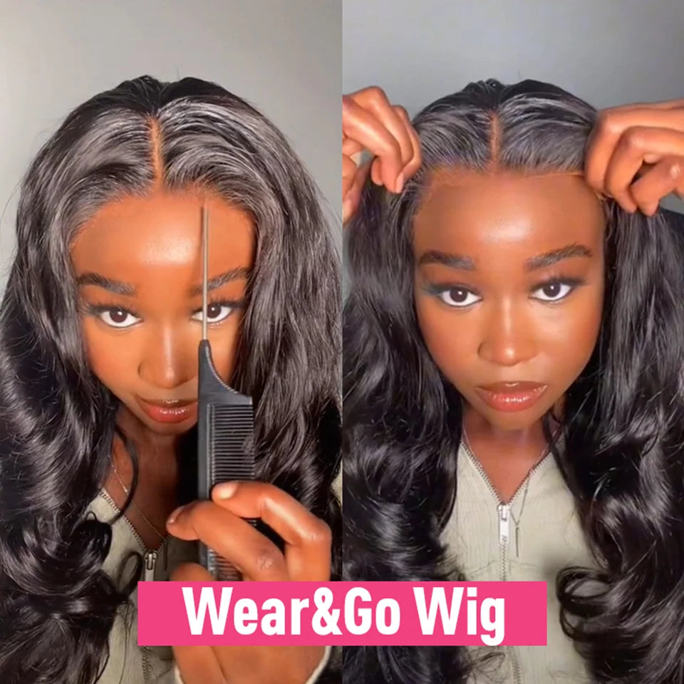 Brazilian Body Wave HD 6x4 Swiss Lace Closure Glueless Human Hair Wig