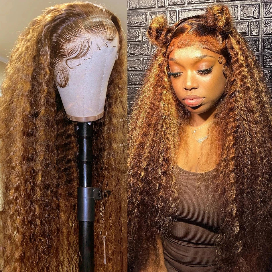 Highlight Ombre Honey Blonde Transparent Swiss Lace HD Deep Wave Frontal Wig