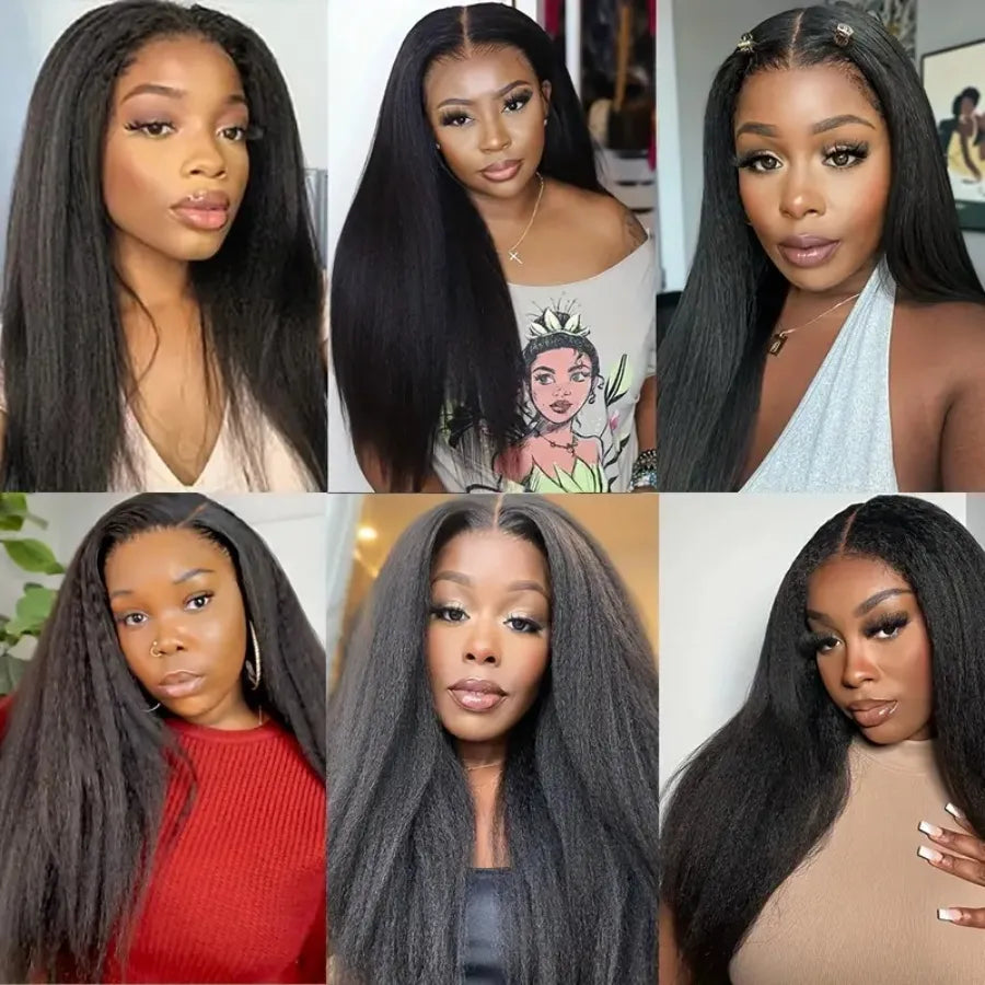 Kinky Straight Human Hair Glueless Wear & Go Transparent Swiss Lace Wig