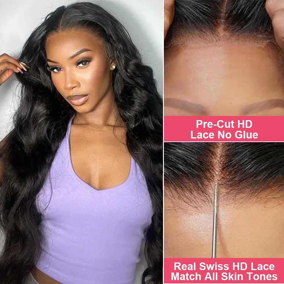 Brazilian Body Wave HD 6x4 Swiss Lace Closure Glueless Human Hair Wig